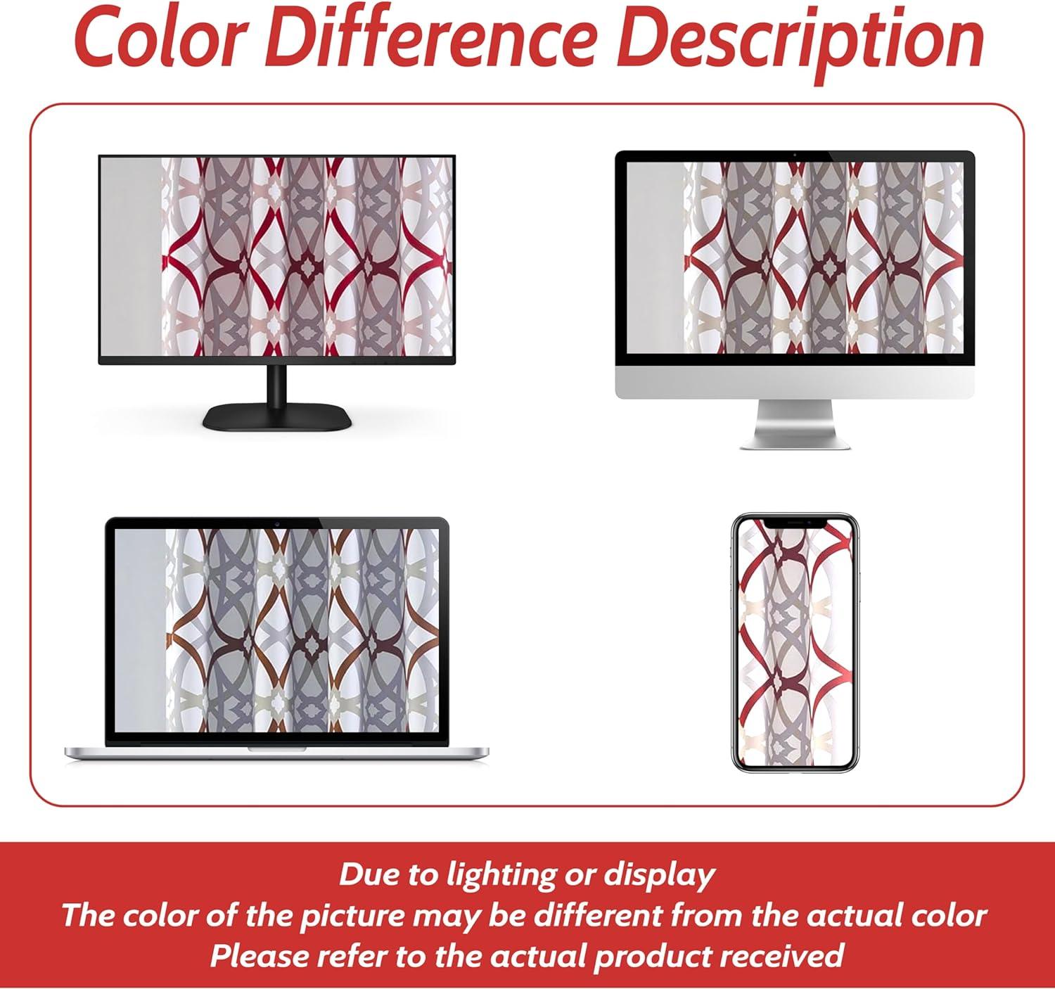 imageDriftAway Alexander Linen Blend Thermal Blackout Grommet Lined Window Curtains Linen Curtains Spiral Geo Trellis Pattern 2 Panels Each Size 52 Inch by 84 Inch Red