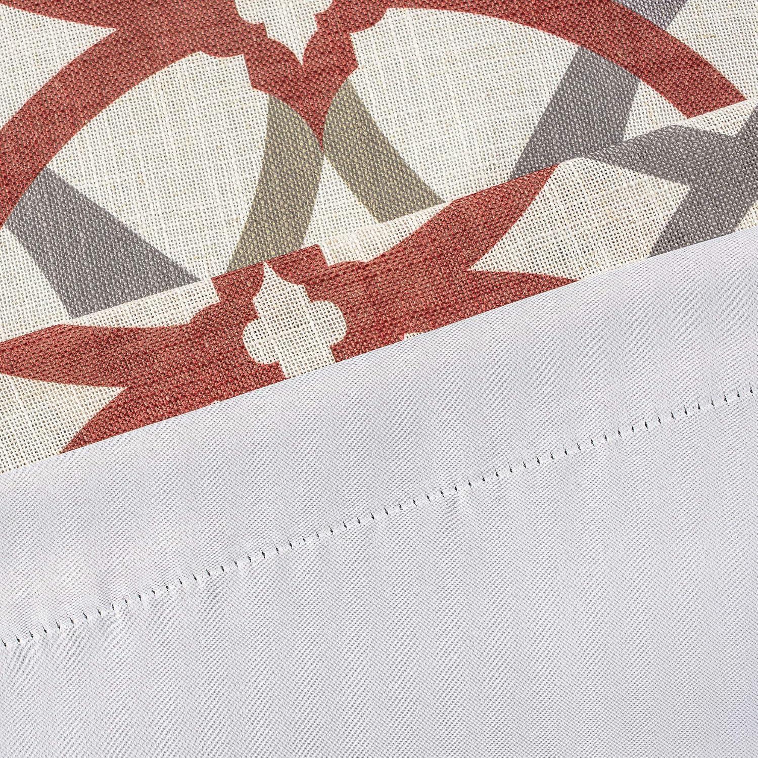 imageDriftAway Alexander Linen Blend Thermal Blackout Grommet Lined Window Curtains Linen Curtains Spiral Geo Trellis Pattern 2 Panels Each Size 52 Inch by 84 Inch Red