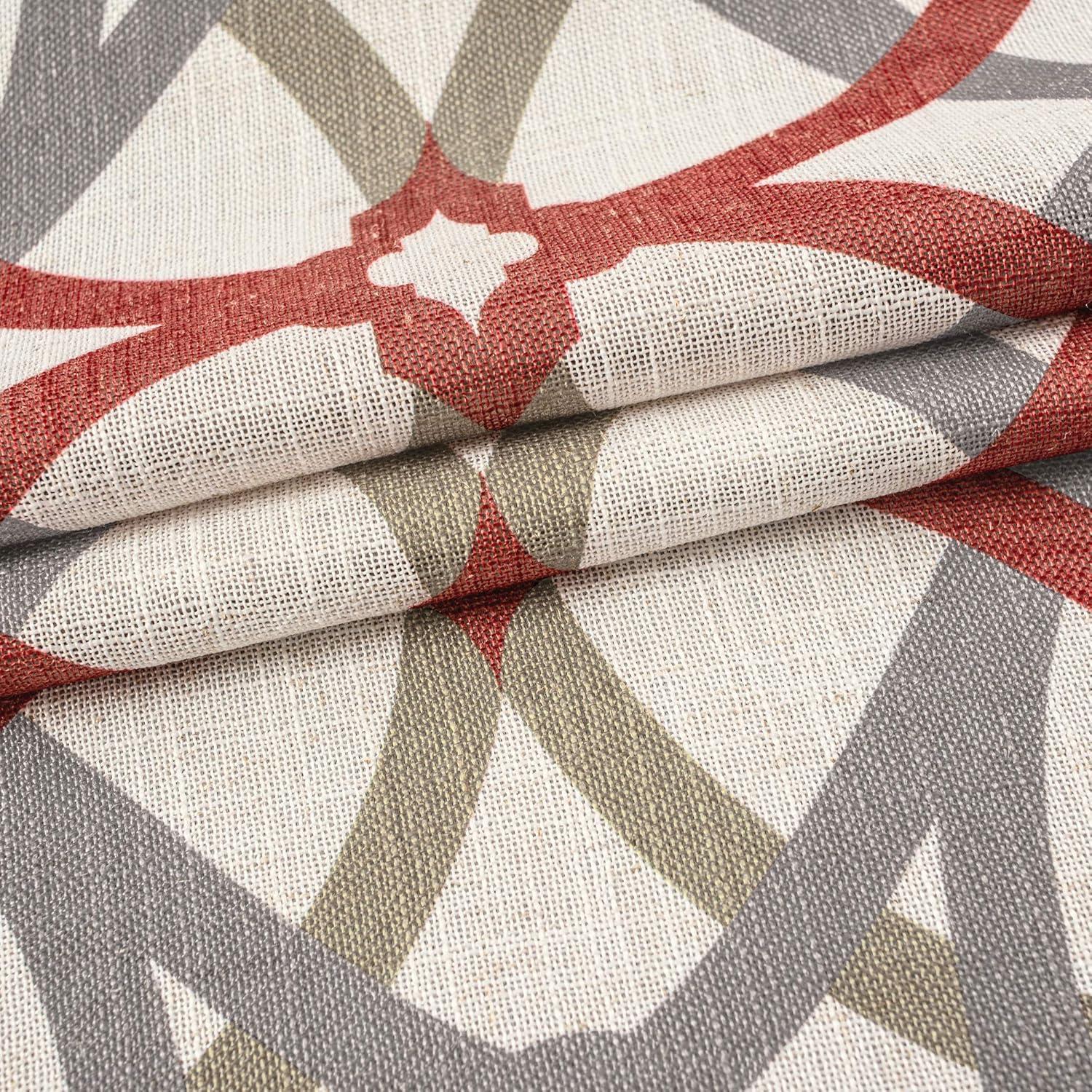 imageDriftAway Alexander Linen Blend Thermal Blackout Grommet Lined Window Curtains Linen Curtains Spiral Geo Trellis Pattern 2 Panels Each Size 52 Inch by 84 Inch Red