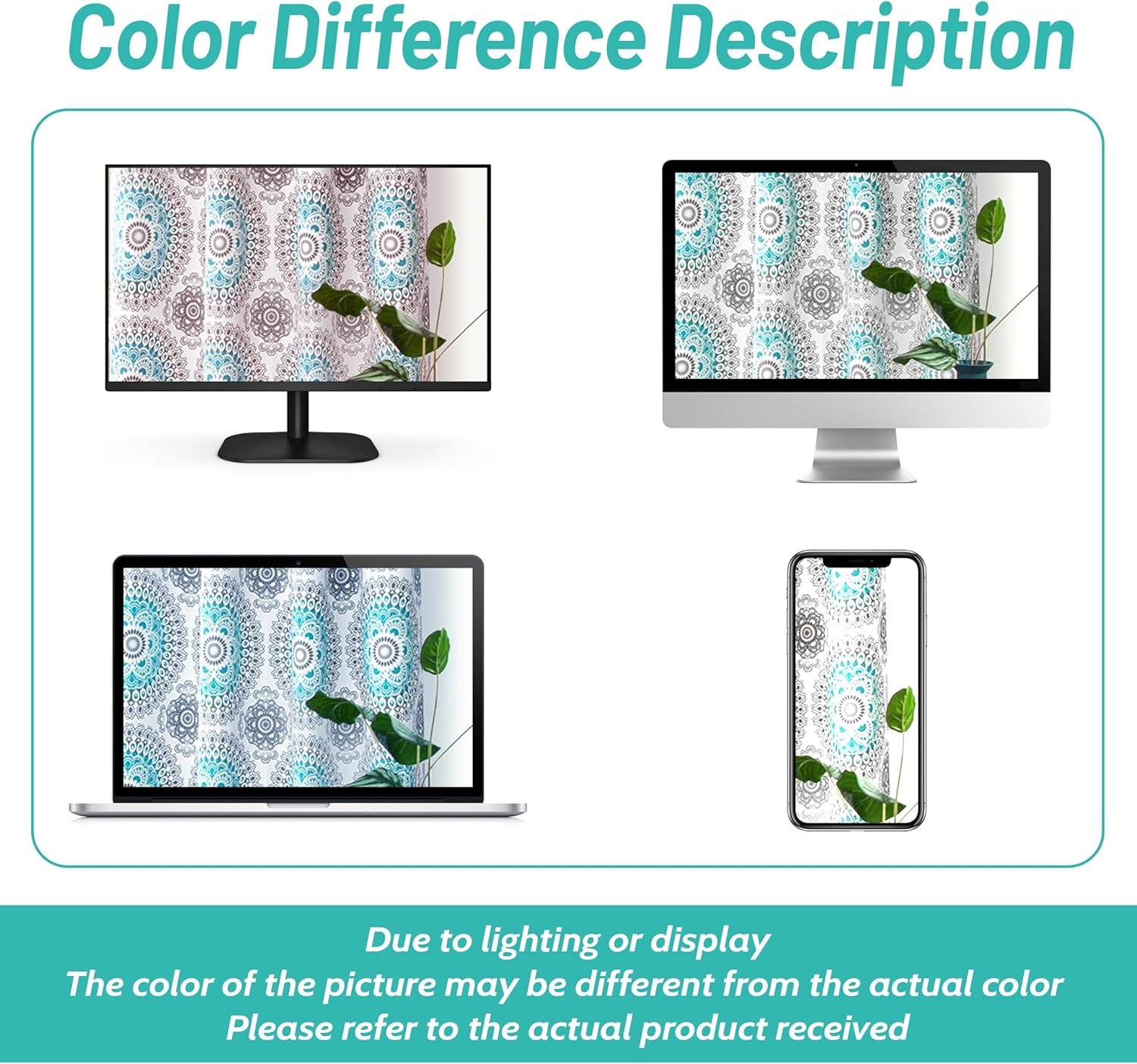 imageDriftAway Curtains for Bedroom Room Darkening Boho Damask Kitchen Curtains for Small Windows Oversink Medallion Pattern Cafe Tier 29 Inch by 24 Inch 2 Panels Aqua and GrayAquaGrey
