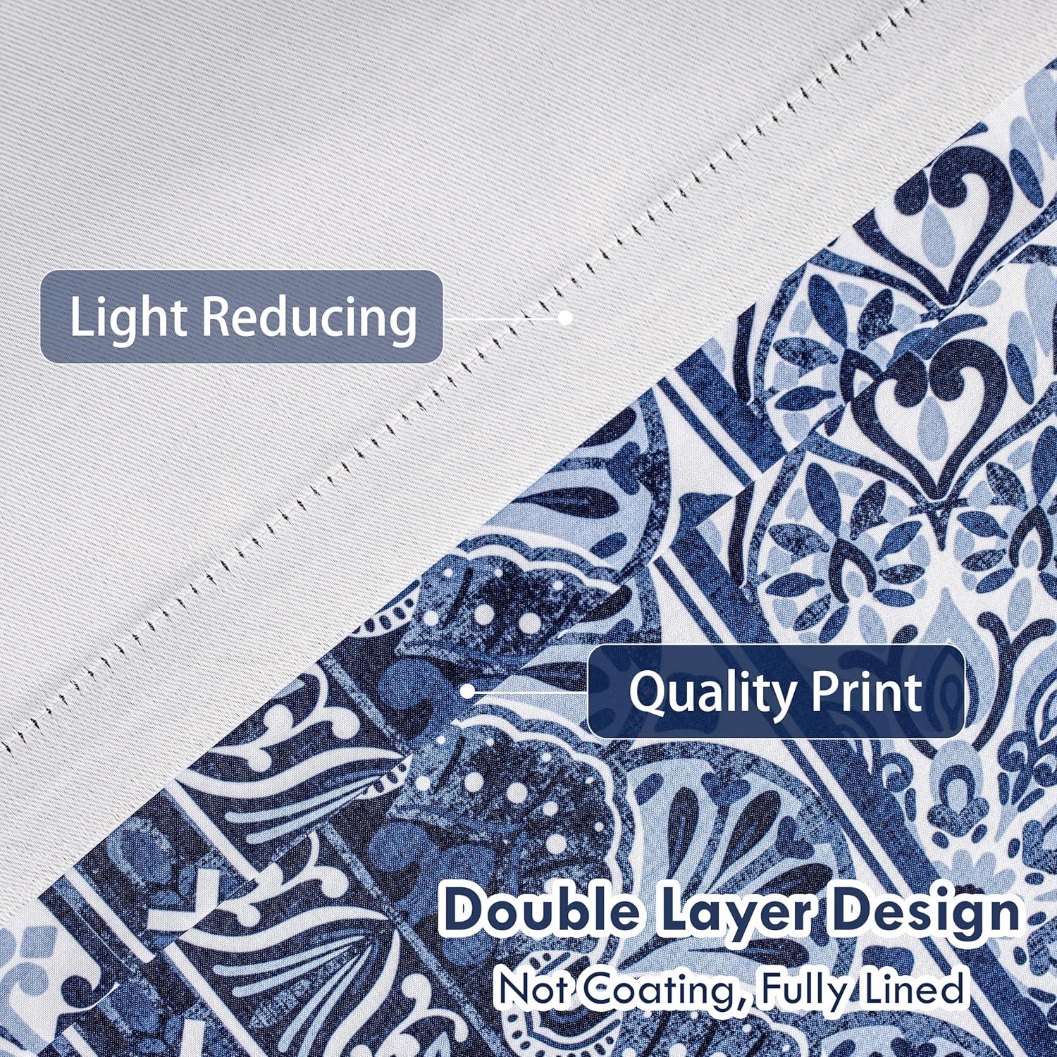 imageDriftAway Curtains for Bedroom Room Darkening Curtain 84 Inch Medallion Drapes for Living Room Damask Pattern Thermal Window Treatments Grommet 2 PanelsDelfinanavy