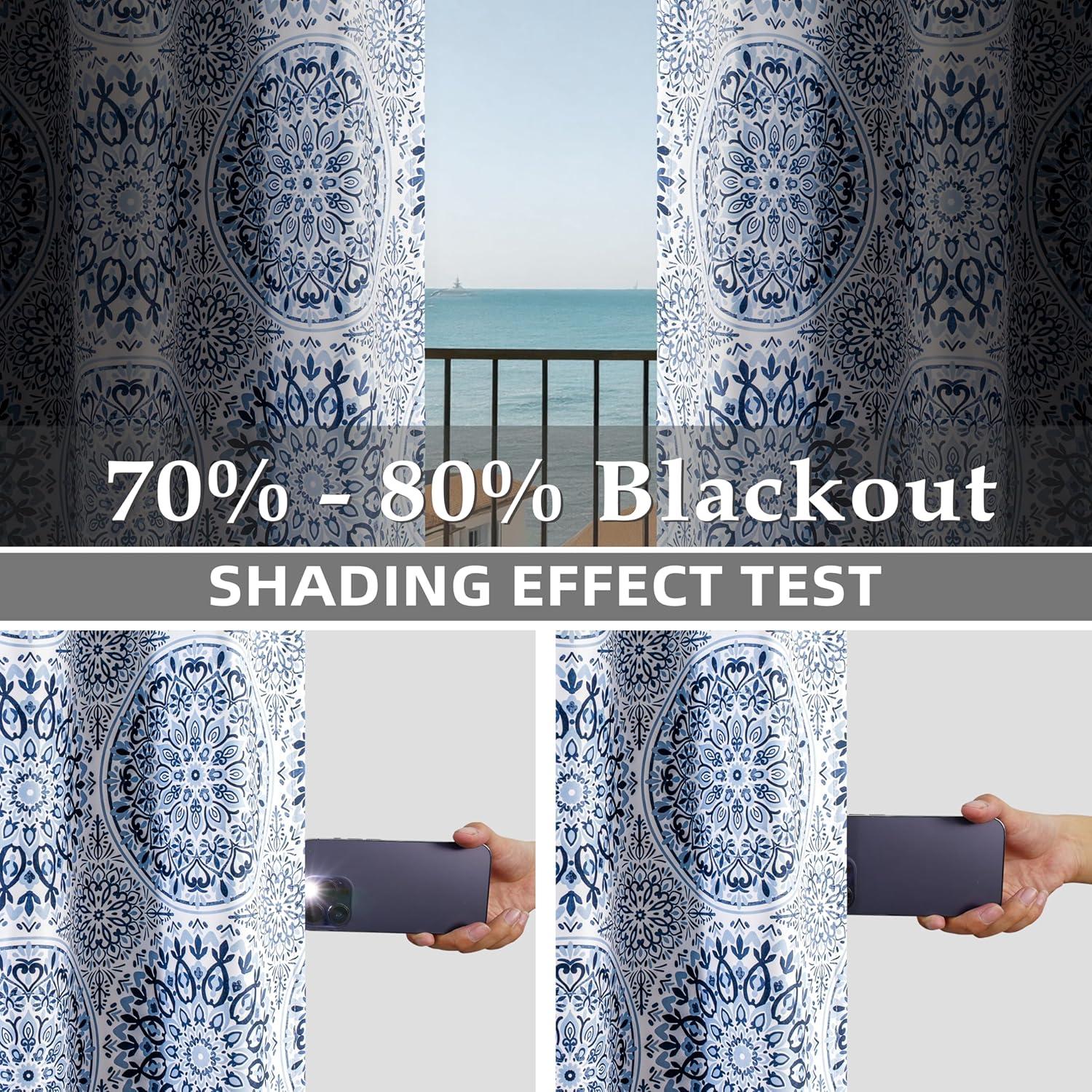 imageDriftAway Curtains for Bedroom Room Darkening Curtain 84 Inch Medallion Drapes for Living Room Damask Pattern Thermal Window Treatments Grommet 2 PanelsDelfinanavy