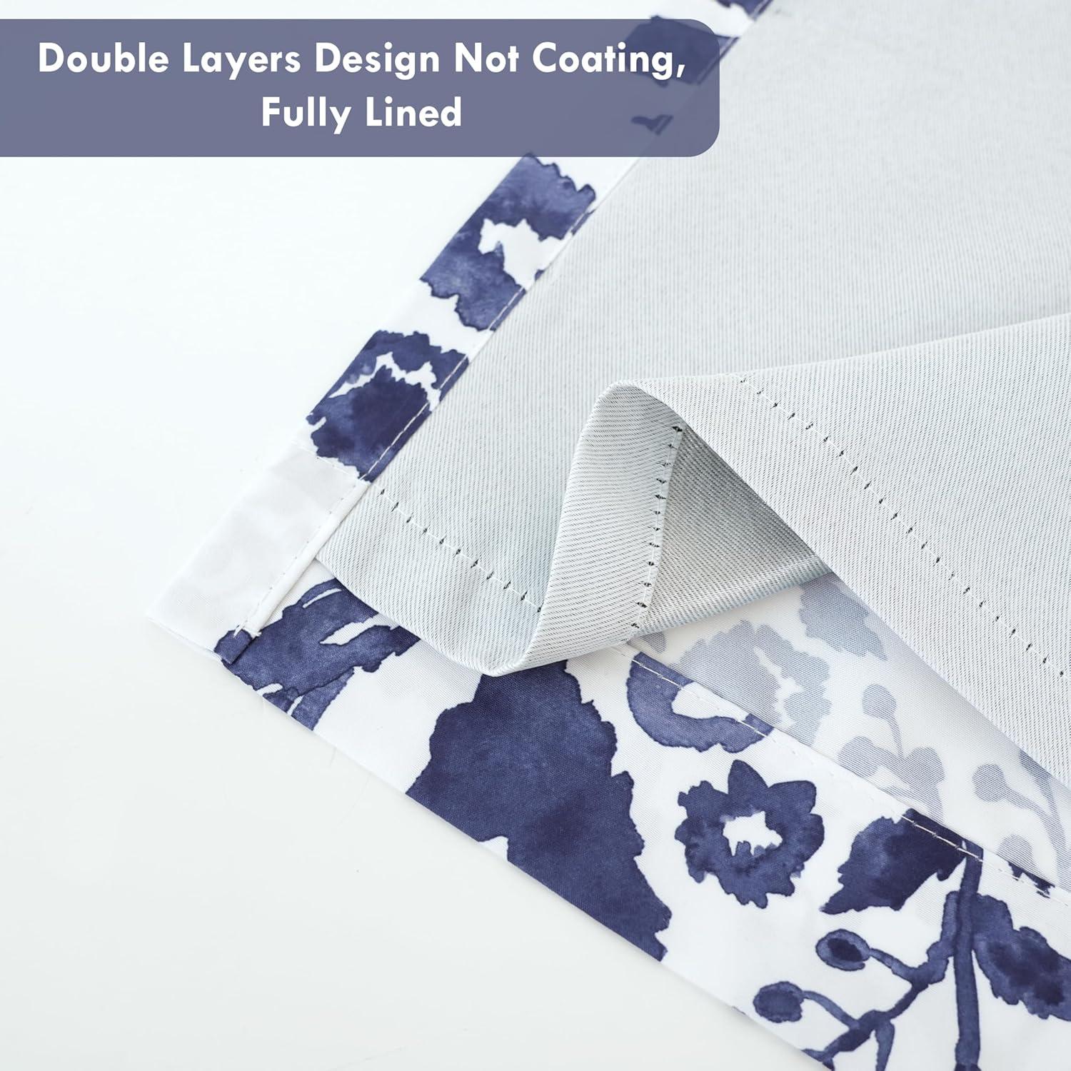 imageDriftAway Julia Lined Valance Double Layer Thermal Insulated Room Darkening Blackout Valances 3 Inch Rod Pocket Window Valance for Bathroom Living Room 52 Inch by 14 Inch NavyNavy S Shpe