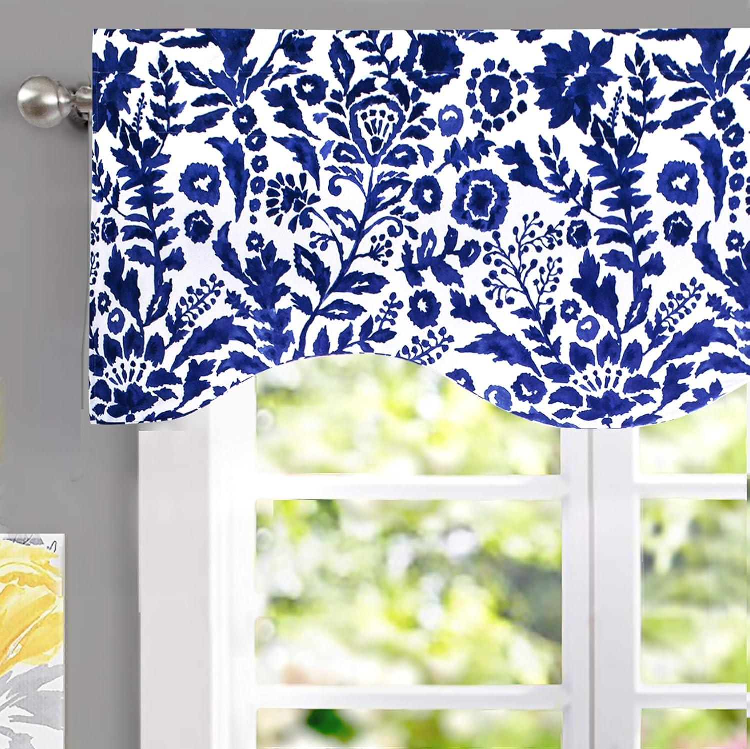 imageDriftAway Julia Lined Valance Double Layer Thermal Insulated Room Darkening Blackout Valances 3 Inch Rod Pocket Window Valance for Bathroom Living Room 52 Inch by 14 Inch NavyNavy S Shpe