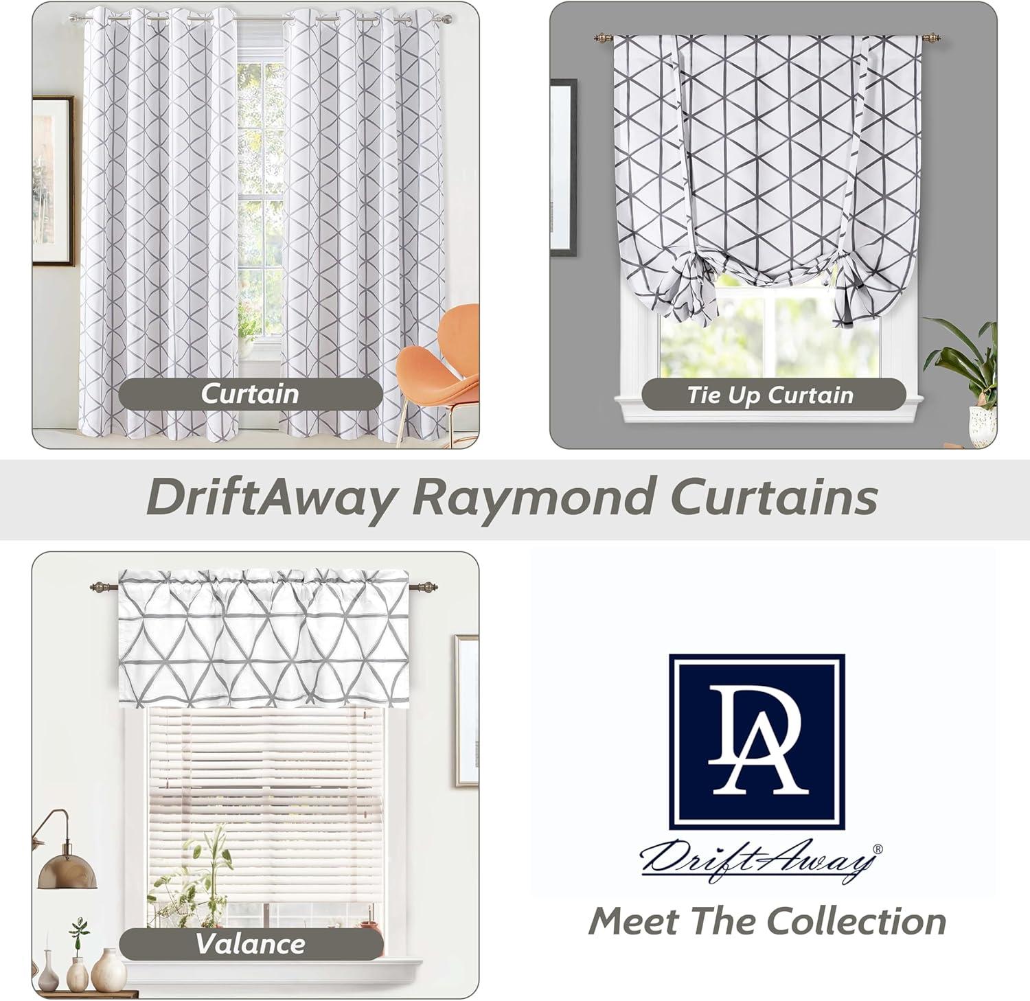 imageDriftAway Julia Watercolor Blooming Flower Floral Tie Up Curtain Thermal Insulated Blackout Window Adjustable Balloon Curtain Shade for Small Window Rod Pocket Single 45 Inch by 63 Inch NavyRaymond Gray