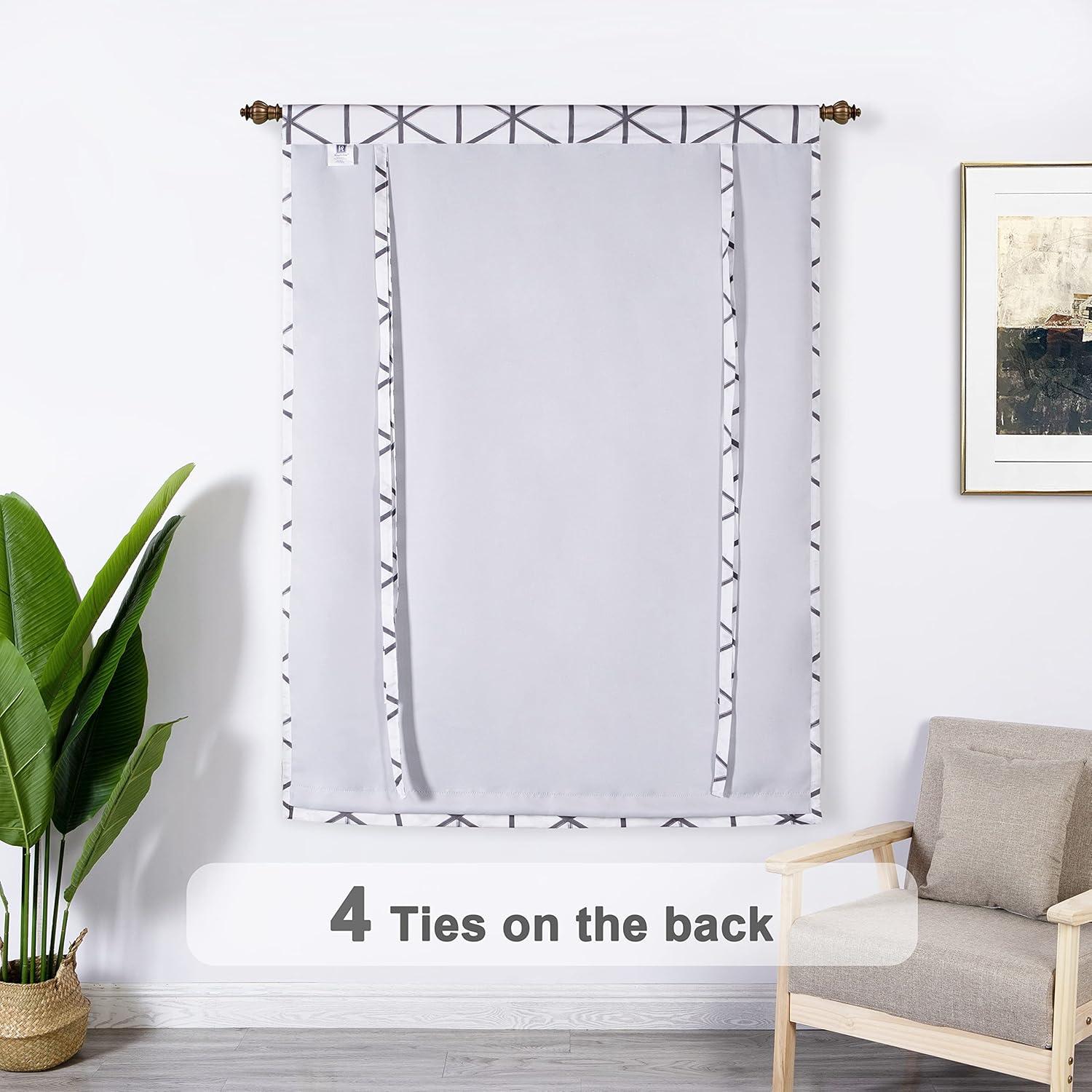 imageDriftAway Julia Watercolor Blooming Flower Floral Tie Up Curtain Thermal Insulated Blackout Window Adjustable Balloon Curtain Shade for Small Window Rod Pocket Single 45 Inch by 63 Inch NavyRaymond Gray