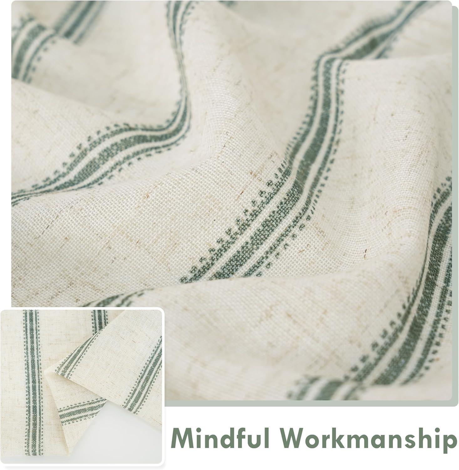 imageDriftAway Kitchen Tier Curtains Striped Linen Short Pinstripe Cafe Curtains 36 Inch Length for Living Room Bathroom Chris Farmhouse Rustic Rod Pocket 2 Panels Loden GreenFarmhouse Loden Green
