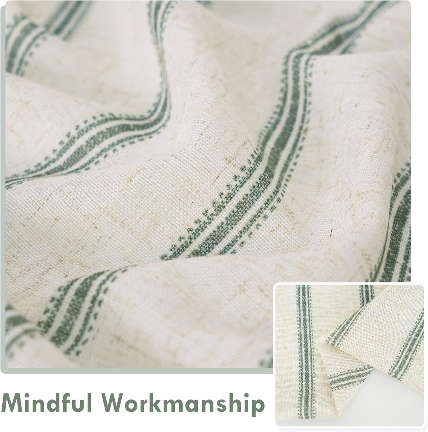 imageDriftAway Kitchen Tier Curtains Striped Linen Short Pinstripe Cafe Curtains 36 Inch Length for Living Room Bathroom Chris Farmhouse Rustic Rod Pocket 2 Panels Loden GreenFarmhouse Loden Green