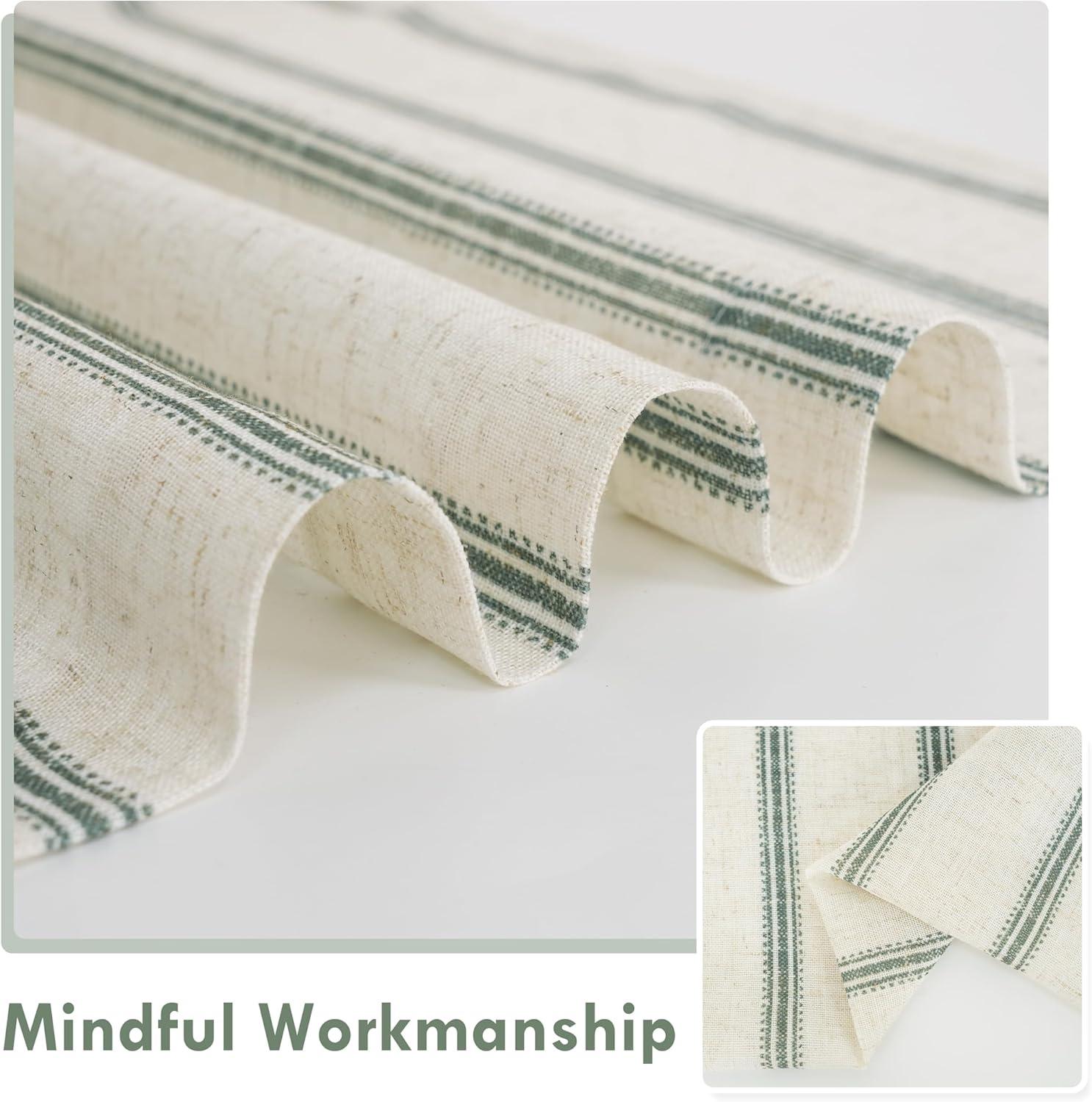 imageDriftAway Kitchen Tier Curtains Striped Linen Short Pinstripe Cafe Curtains 36 Inch Length for Living Room Bathroom Chris Farmhouse Rustic Rod Pocket 2 Panels Loden GreenFarmhouse Loden Green