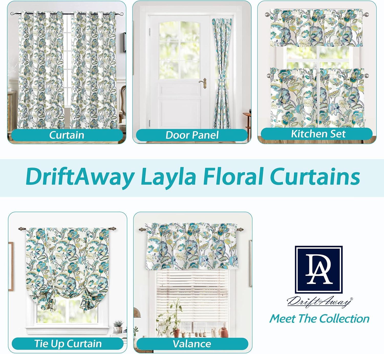 imageDriftAway Layla Classic America Style Thermal Insulated Lined Blackout Door Panel Curtain Adjustable Tieback Single 52 Inch by 72 Inch Plus 15 Inch Header Teal Gray1