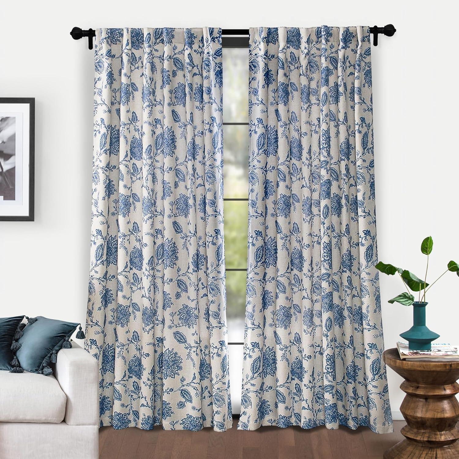 imageDriftAway Linen Floral Paisley Taupe Blackout Curtains for Living Room Bedroom 63 Inch Length 2 Panels Lined Grommet Window Drapes Thermal Farmhouse Country Jacobean CurtainsBlue