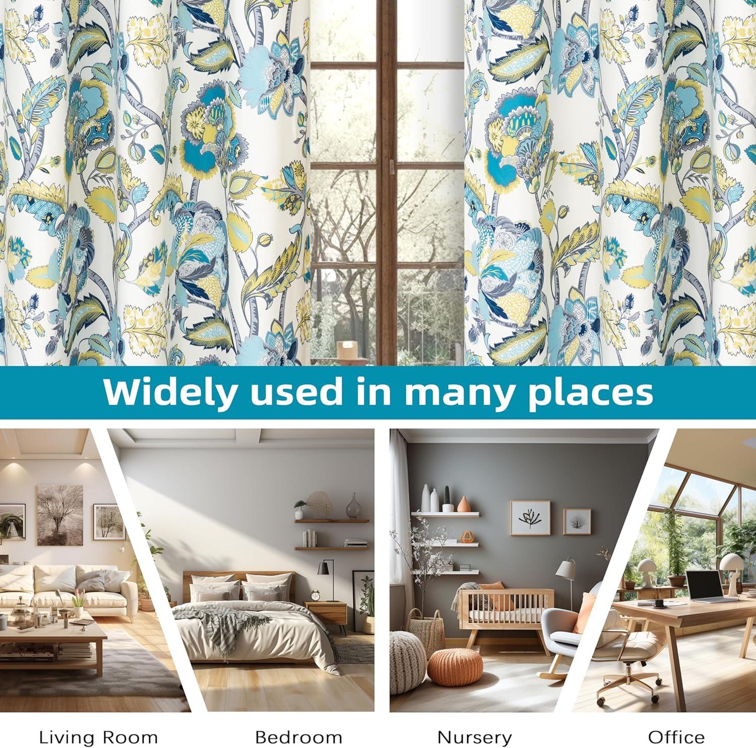 imageDriftAway Linen Floral Paisley Taupe Blackout Curtains for Living Room Bedroom 63 Inch Length 2 Panels Lined Grommet Window Drapes Thermal Farmhouse Country Jacobean CurtainsTeal Gray