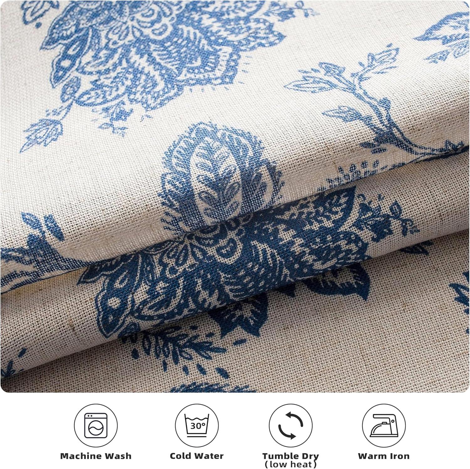 imageDriftAway Linen Floral Paisley Taupe Blackout Curtains for Living Room Bedroom 63 Inch Length 2 Panels Lined Grommet Window Drapes Thermal Farmhouse Country Jacobean CurtainsBlue