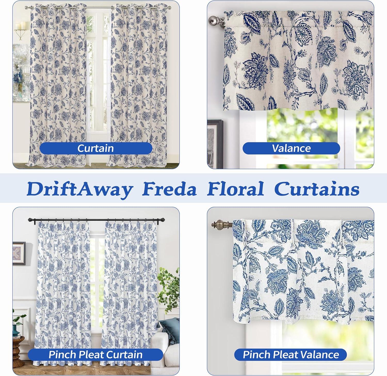 imageDriftAway Linen Floral Paisley Taupe Blackout Curtains for Living Room Bedroom 63 Inch Length 2 Panels Lined Grommet Window Drapes Thermal Farmhouse Country Jacobean CurtainsBlue