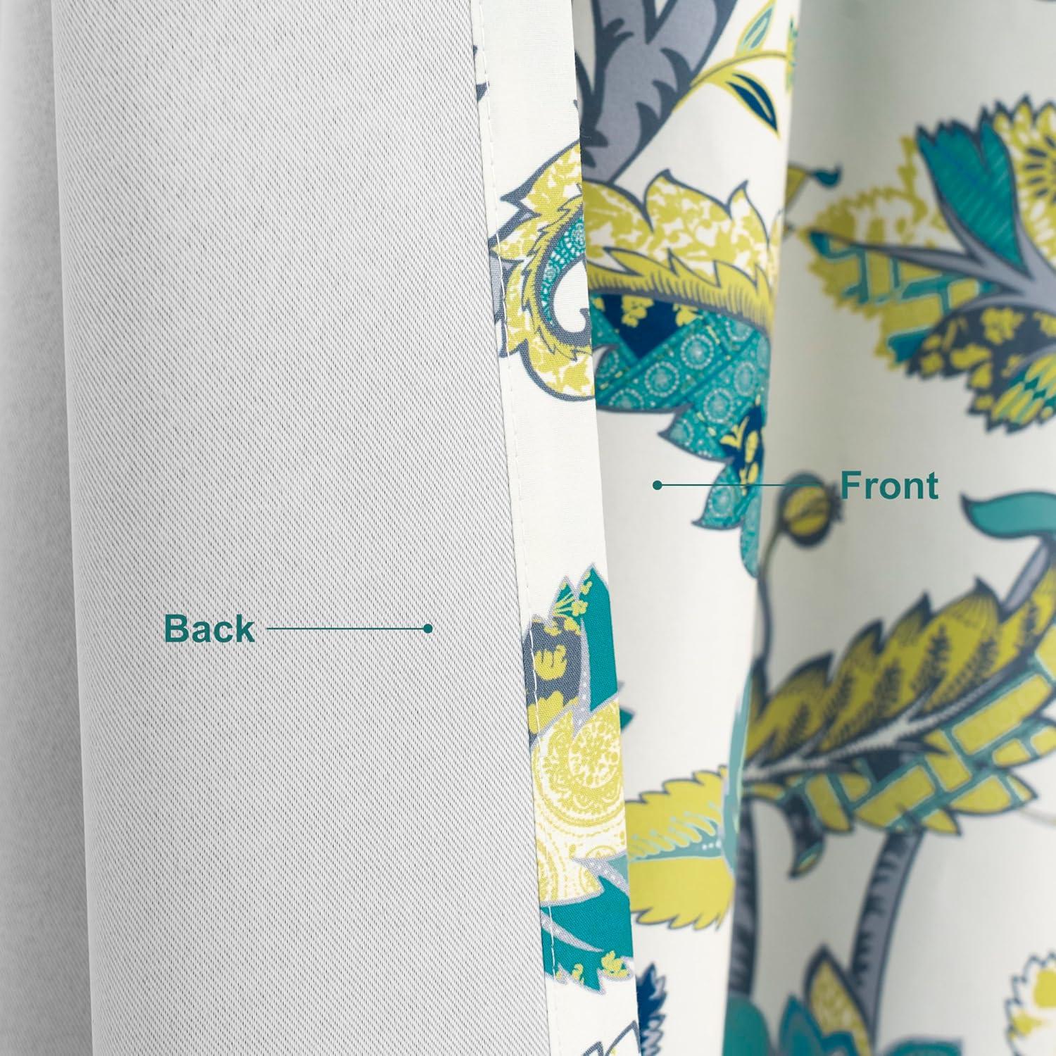 imageDriftAway Linen Floral Paisley Taupe Blackout Curtains for Living Room Bedroom 63 Inch Length 2 Panels Lined Grommet Window Drapes Thermal Farmhouse Country Jacobean CurtainsTeal Gray
