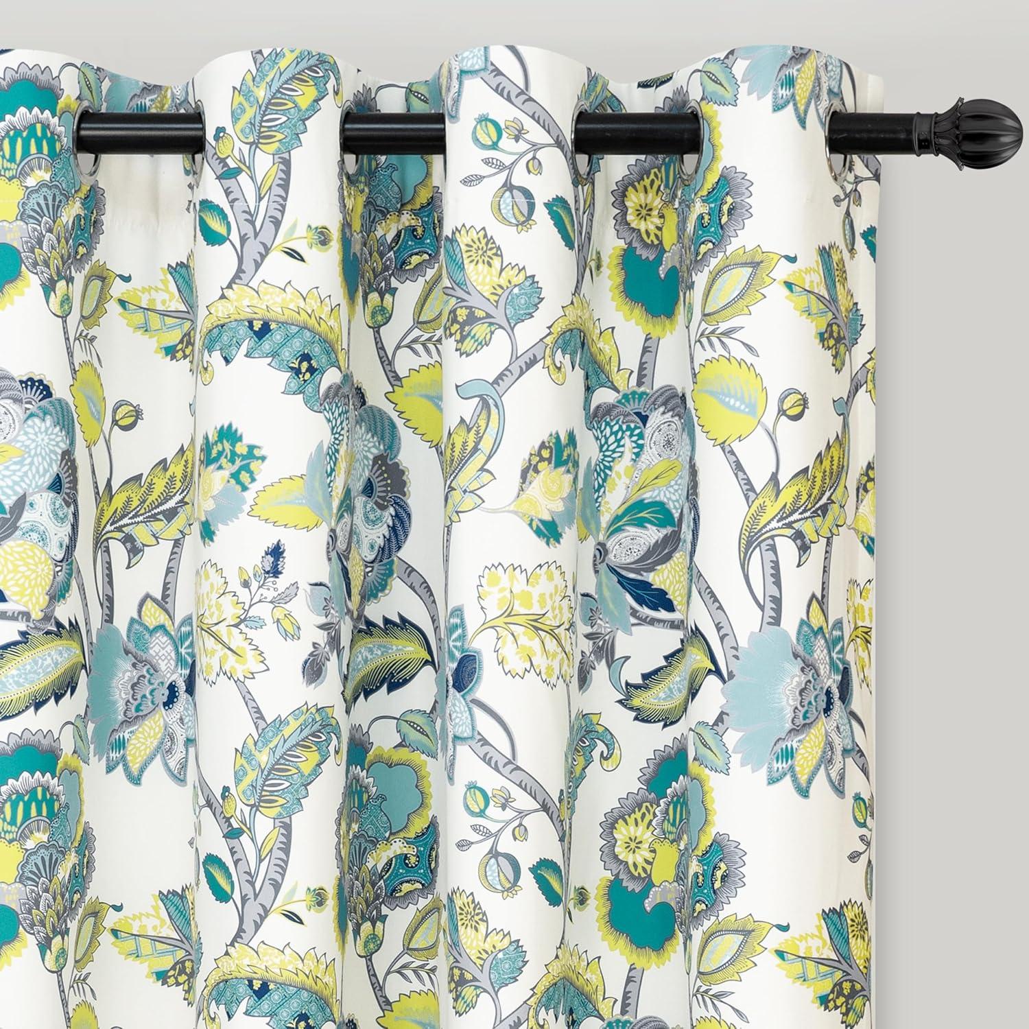 imageDriftAway Linen Floral Paisley Taupe Blackout Curtains for Living Room Bedroom 63 Inch Length 2 Panels Lined Grommet Window Drapes Thermal Farmhouse Country Jacobean CurtainsTeal Gray