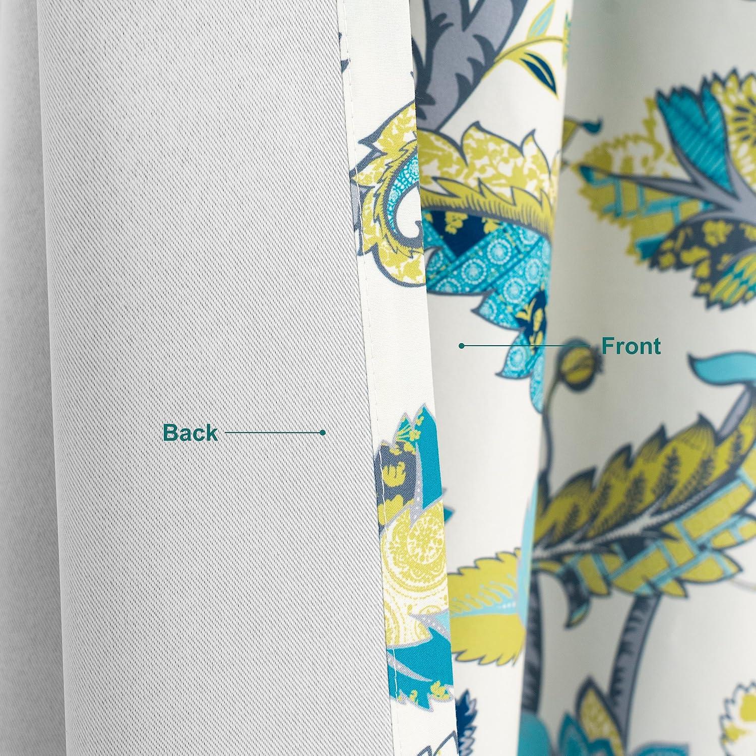 imageDriftAway Linen Floral Paisley Taupe Blackout Curtains for Living Room Bedroom 63 Inch Length 2 Panels Lined Grommet Window Drapes Thermal Farmhouse Country Jacobean CurtainsTeal Gray
