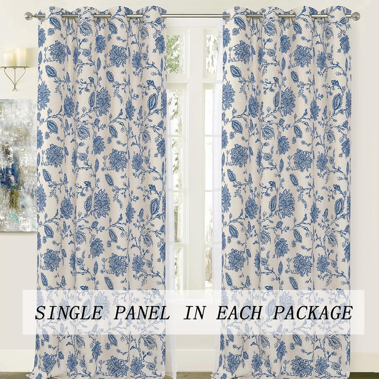 imageDriftAway Linen Floral Paisley Taupe Blackout Curtains for Living Room Bedroom 63 Inch Length 2 Panels Lined Grommet Window Drapes Thermal Farmhouse Country Jacobean CurtainsBlue