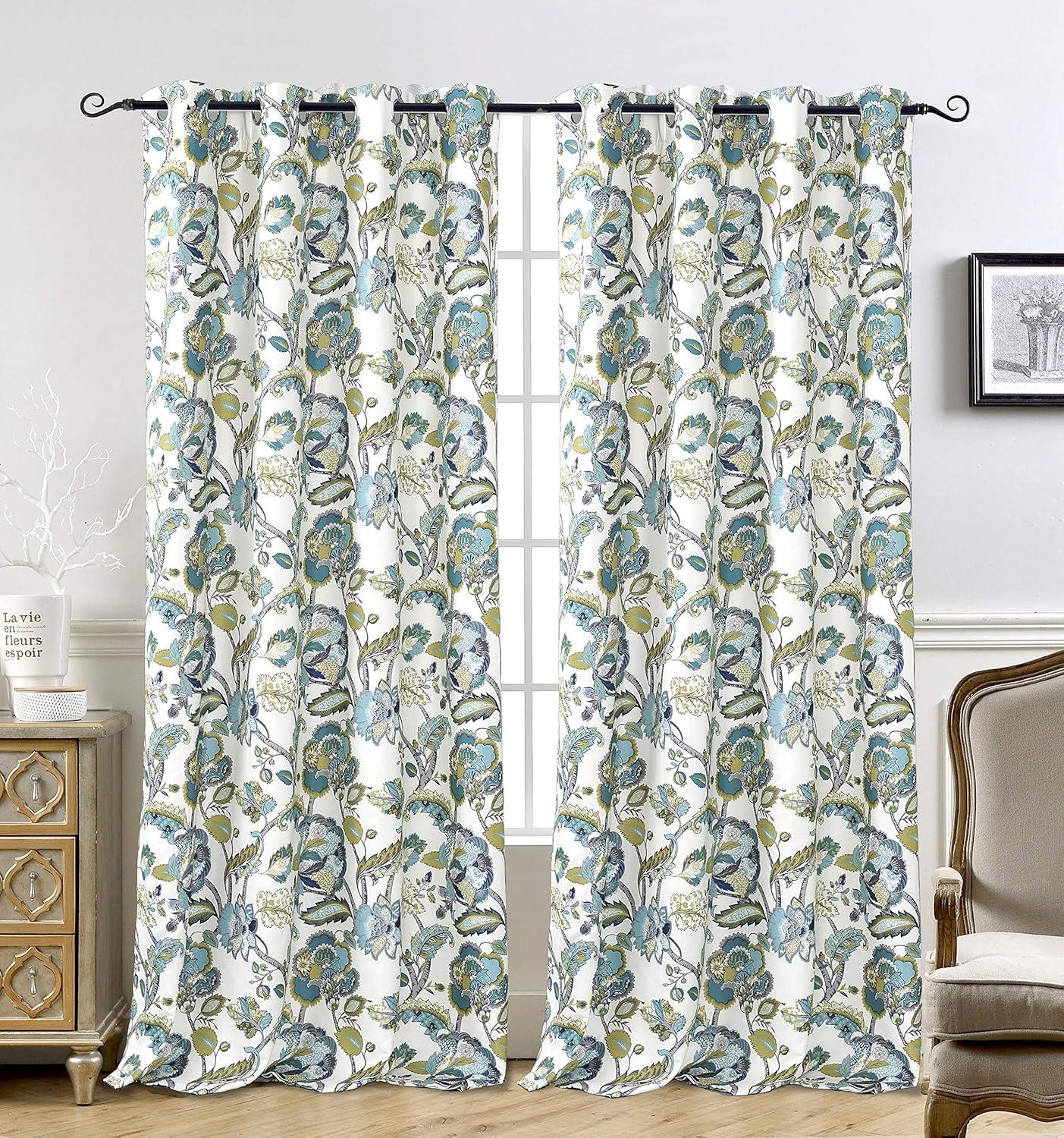 imageDriftAway Linen Floral Paisley Taupe Blackout Curtains for Living Room Bedroom 63 Inch Length 2 Panels Lined Grommet Window Drapes Thermal Farmhouse Country Jacobean CurtainsTeal Gray