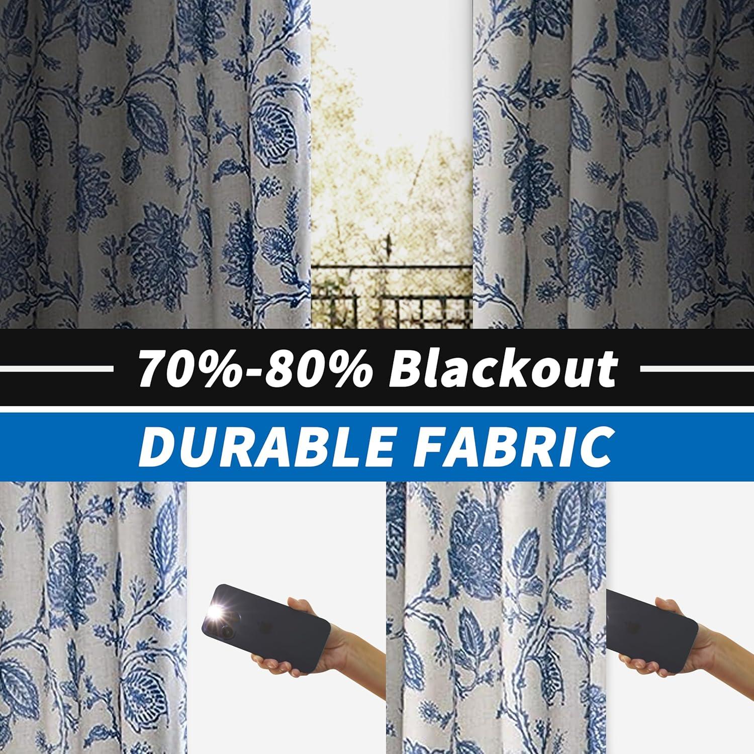 imageDriftAway Linen Floral Paisley Taupe Blackout Curtains for Living Room Bedroom 63 Inch Length 2 Panels Lined Grommet Window Drapes Thermal Farmhouse Country Jacobean CurtainsBlue