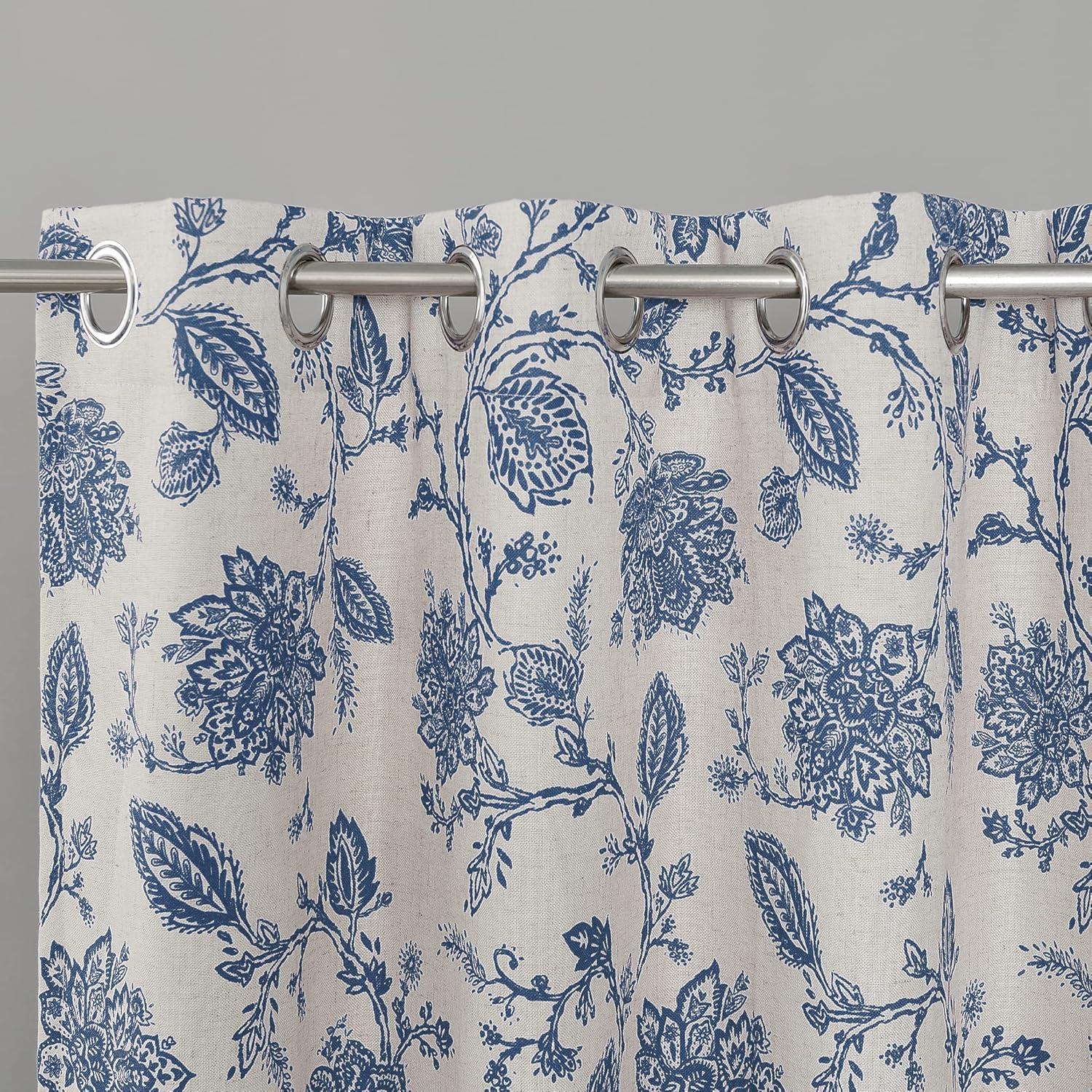 imageDriftAway Linen Floral Paisley Taupe Blackout Curtains for Living Room Bedroom 63 Inch Length 2 Panels Lined Grommet Window Drapes Thermal Farmhouse Country Jacobean CurtainsBlue