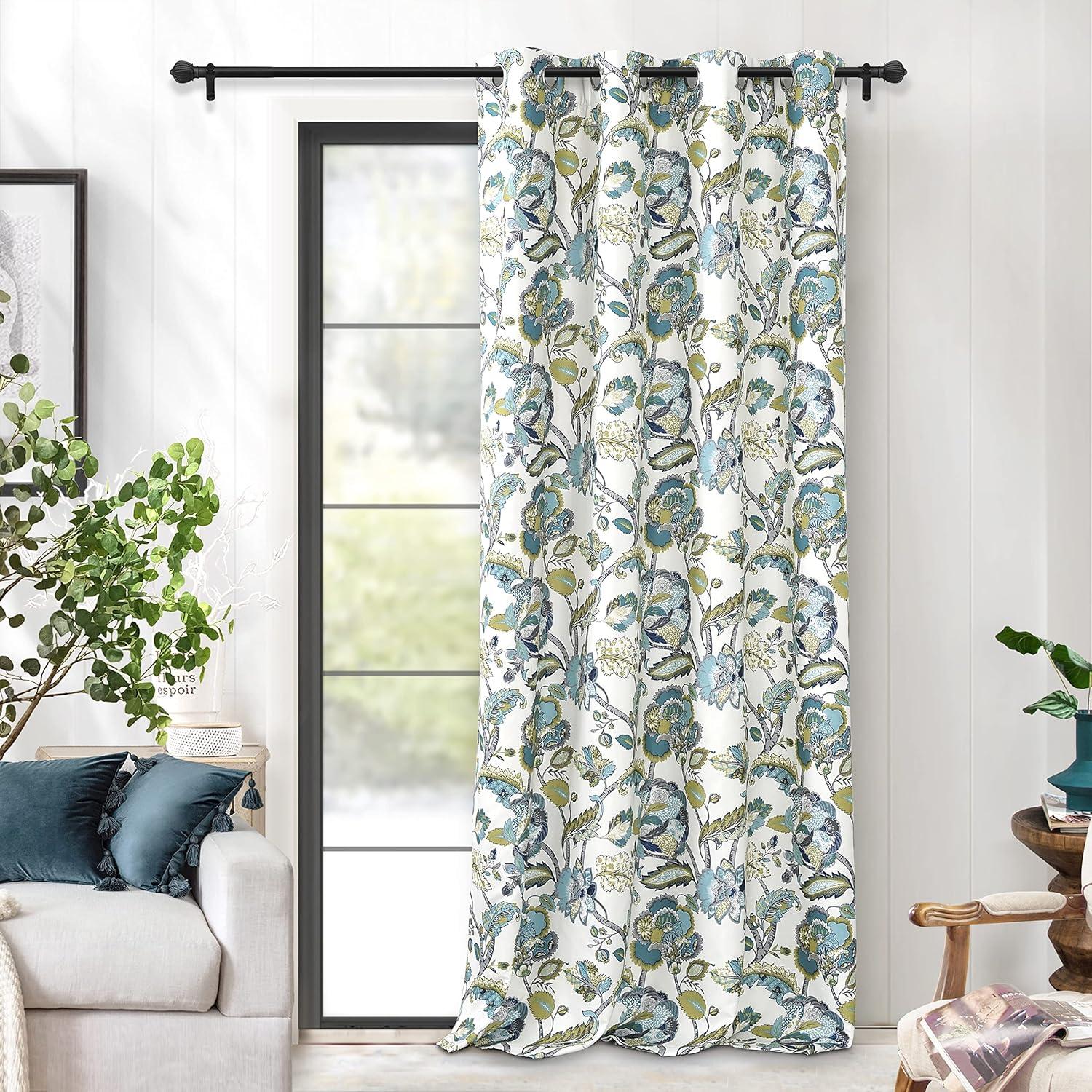 imageDriftAway Linen Floral Paisley Taupe Blackout Curtains for Living Room Bedroom 63 Inch Length 2 Panels Lined Grommet Window Drapes Thermal Farmhouse Country Jacobean CurtainsTeal Gray