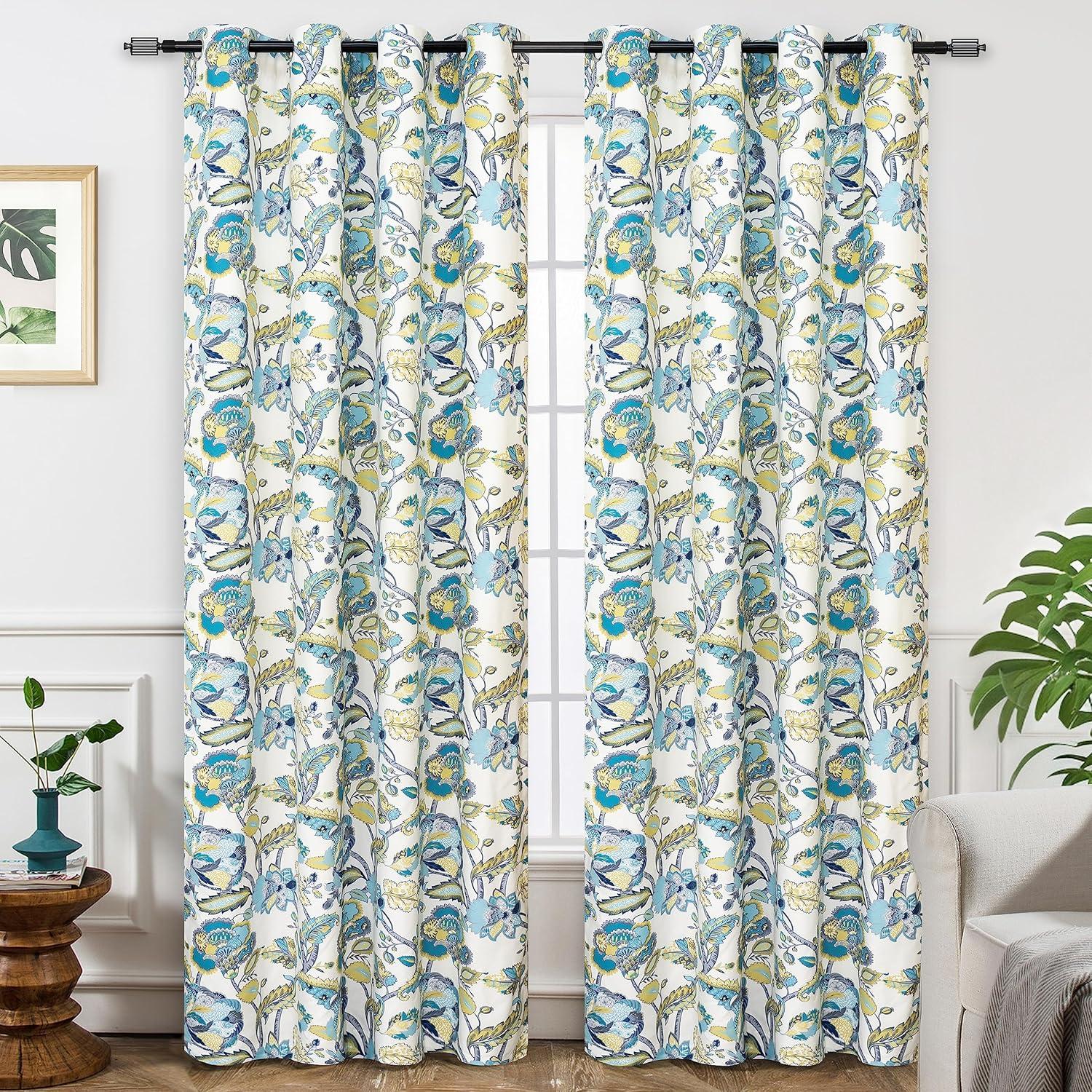 imageDriftAway Linen Floral Paisley Taupe Blackout Curtains for Living Room Bedroom 63 Inch Length 2 Panels Lined Grommet Window Drapes Thermal Farmhouse Country Jacobean CurtainsTeal Gray