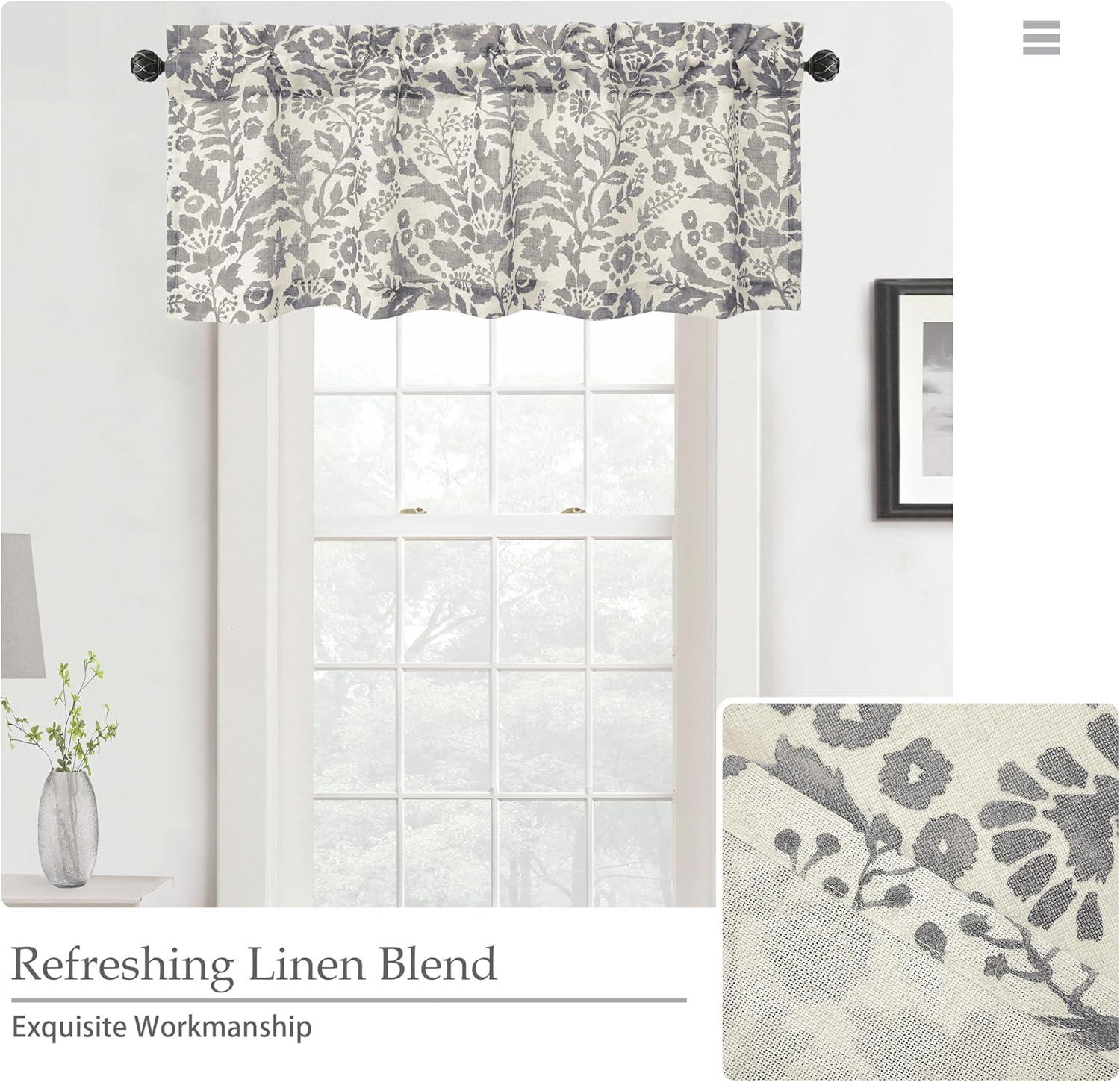 imageDriftAway Linen Textured Curtain Valances for Windows Bathroom Bedroom Living Room Kitchen Windows Basement Blinds Rod Pocket Semi Sheer 52quotx14quot Plus 175 Inches Header 1 Panel Trellis RedGrey