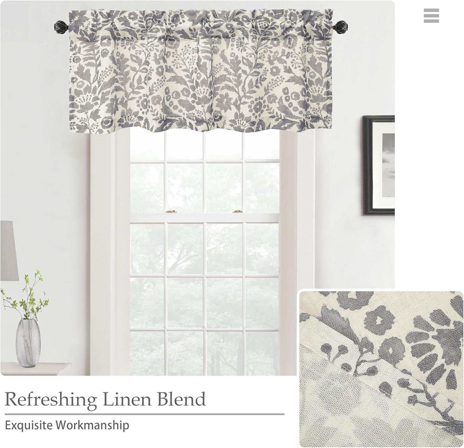 imageDriftAway Linen Textured Curtain Valances for Windows Bathroom Bedroom Living Room Kitchen Windows Basement Blinds Rod Pocket Semi Sheer 52quotx14quot Plus 175 Inches Header 1 Panel Trellis RedGrey