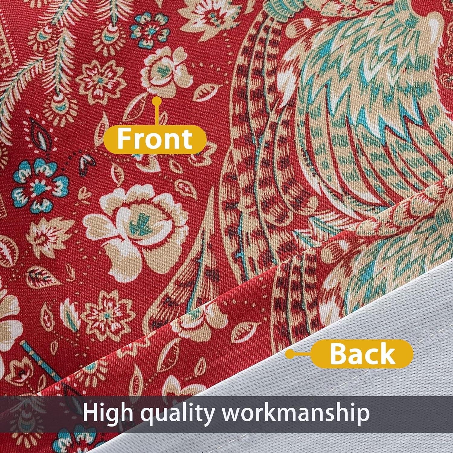 imageDriftAway Christopher Peacock Floral Pattern Blackout Valance Rod Pocket 2 Layers 52 x 18 Inches Plus 2 Inch Header ampamp Christopher Floral Quilted Pillow Covers Printed Pattern 26 x 26 Inches 2PC Red