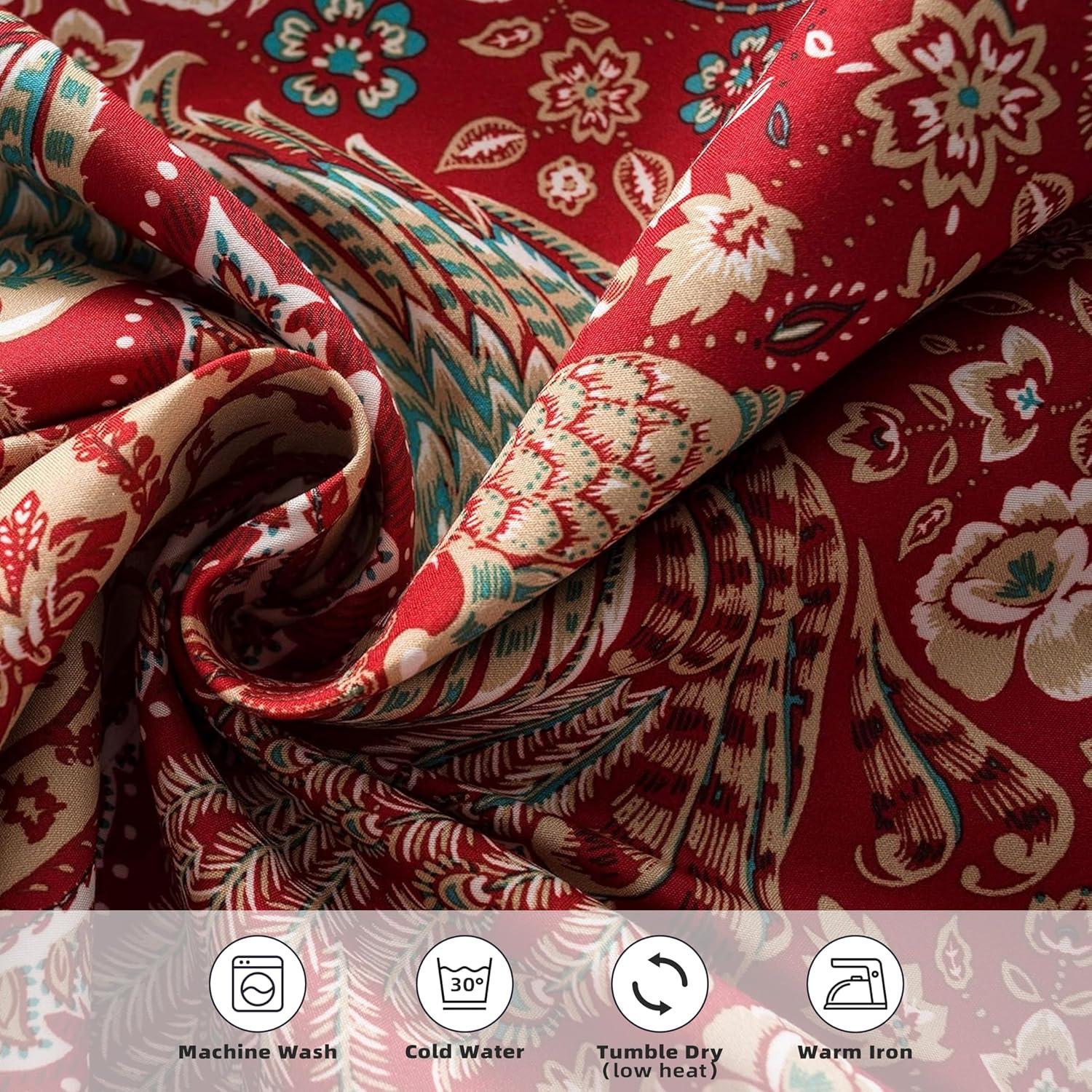 imageDriftAway Christopher Peacock Floral Pattern Blackout Valance Rod Pocket 2 Layers 52 x 18 Inches Plus 2 Inch Header ampamp Christopher Floral Quilted Pillow Covers Printed Pattern 26 x 26 Inches 2PC Red