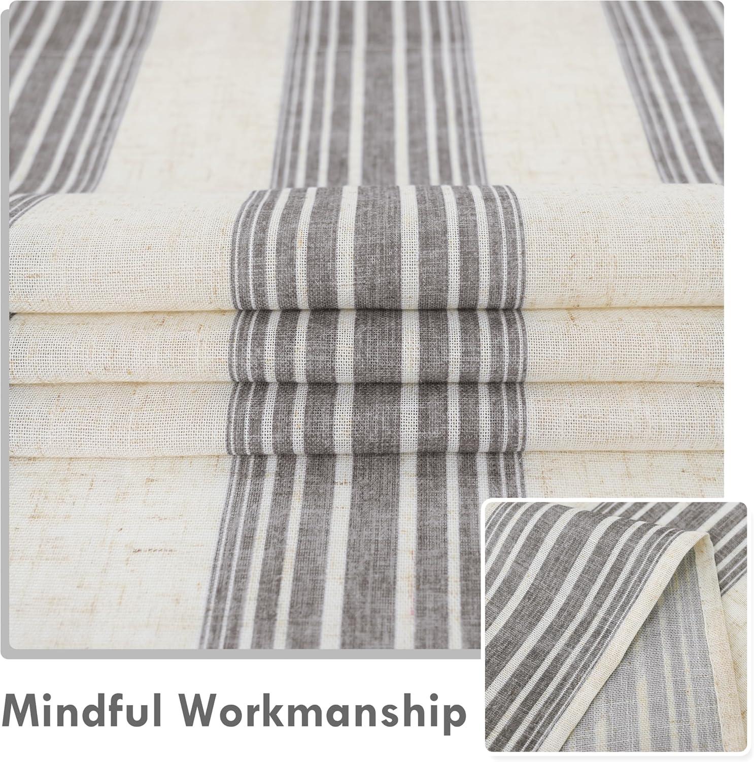 imageDriftAway Kitchen Tier Curtains Striped Linen Short Pinstripe Cafe Curtains 36 Inch Length for Living Room Bathroom Chris Farmhouse Rustic Rod Pocket 2 Panels Jade GreenChris Gray
