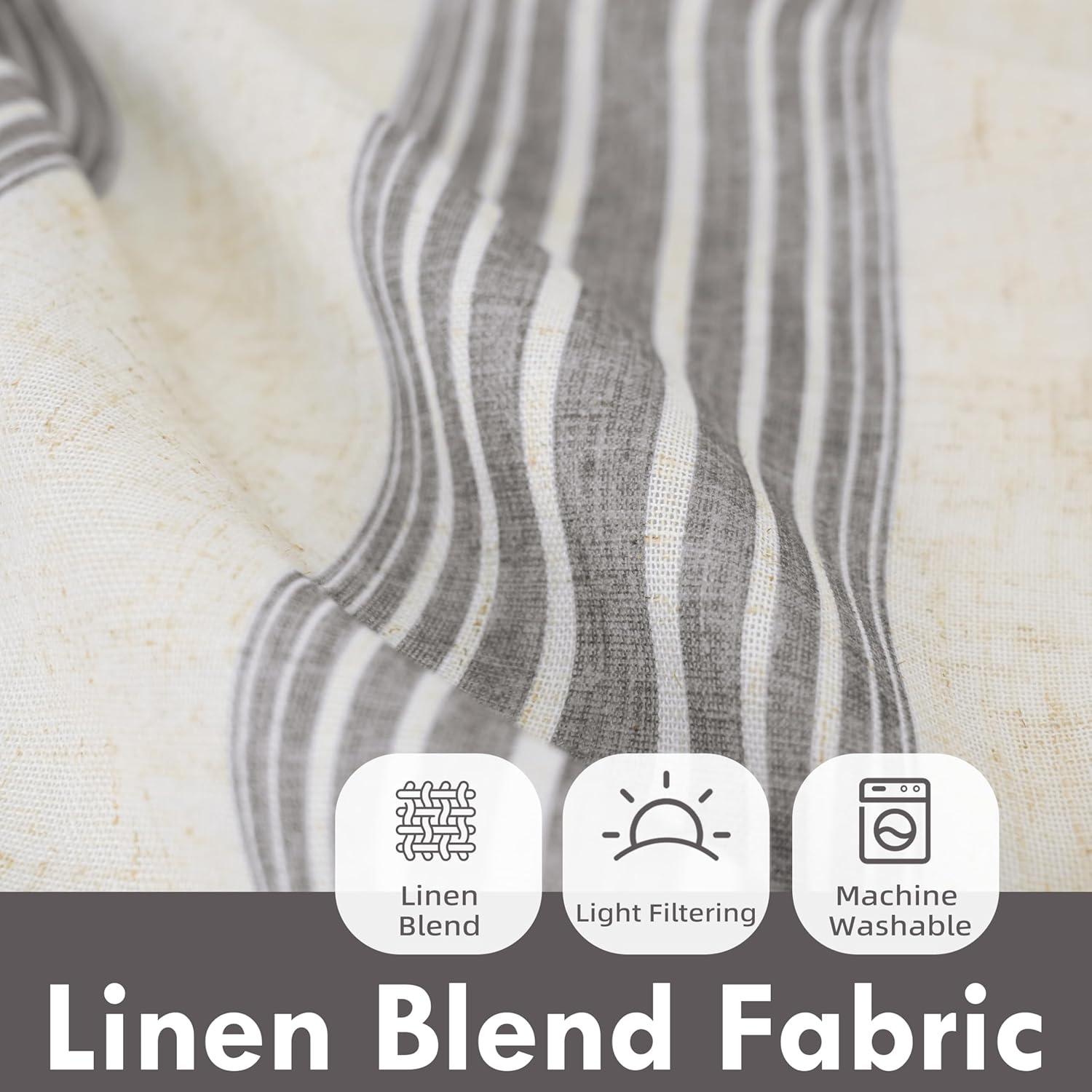 imageDriftAway Kitchen Tier Curtains Striped Linen Short Pinstripe Cafe Curtains 36 Inch Length for Living Room Bathroom Chris Farmhouse Rustic Rod Pocket 2 Panels Jade GreenChris Gray