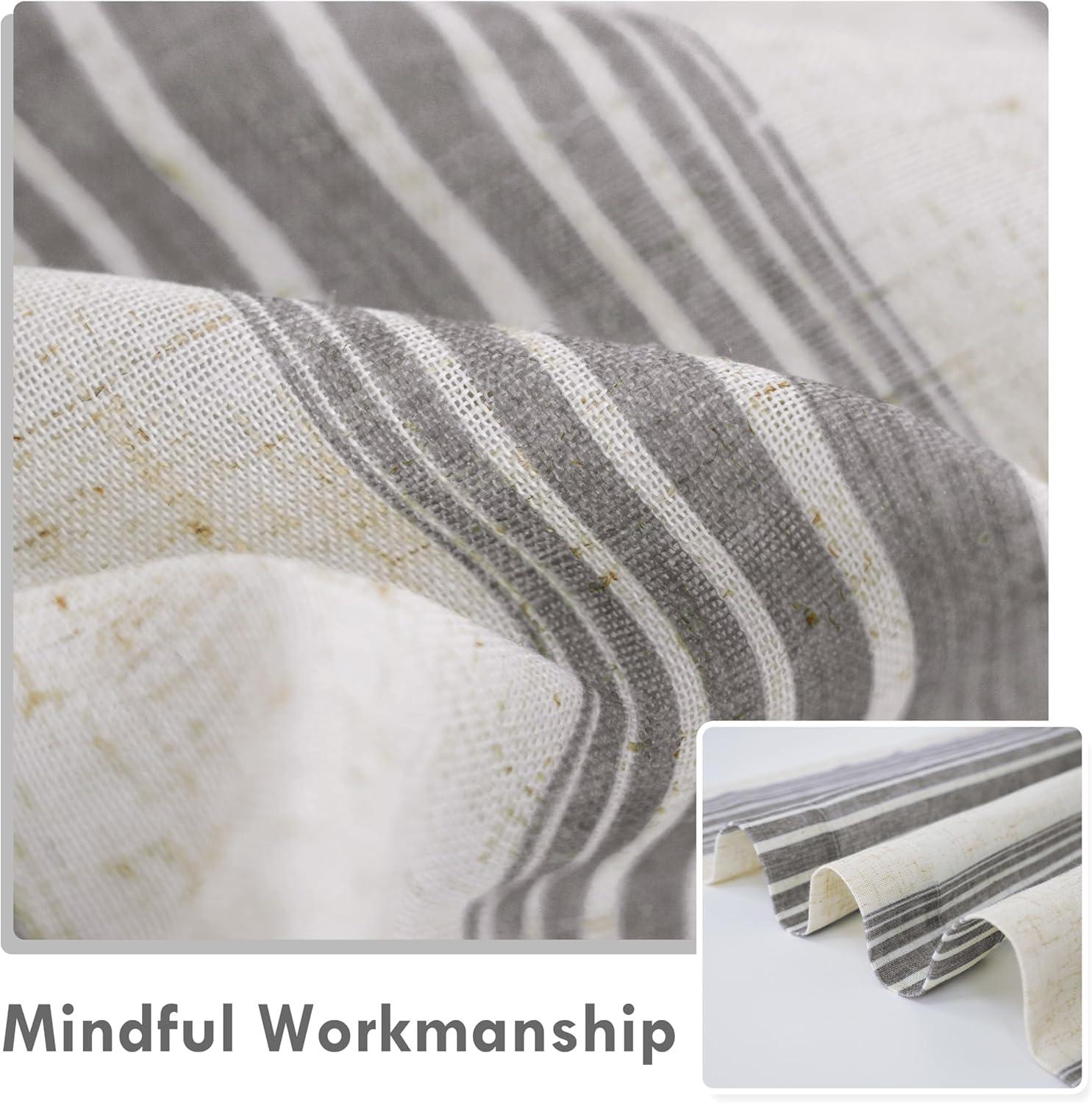 imageDriftAway Kitchen Tier Curtains Striped Linen Short Pinstripe Cafe Curtains 36 Inch Length for Living Room Bathroom Chris Farmhouse Rustic Rod Pocket 2 Panels Jade GreenChris Gray