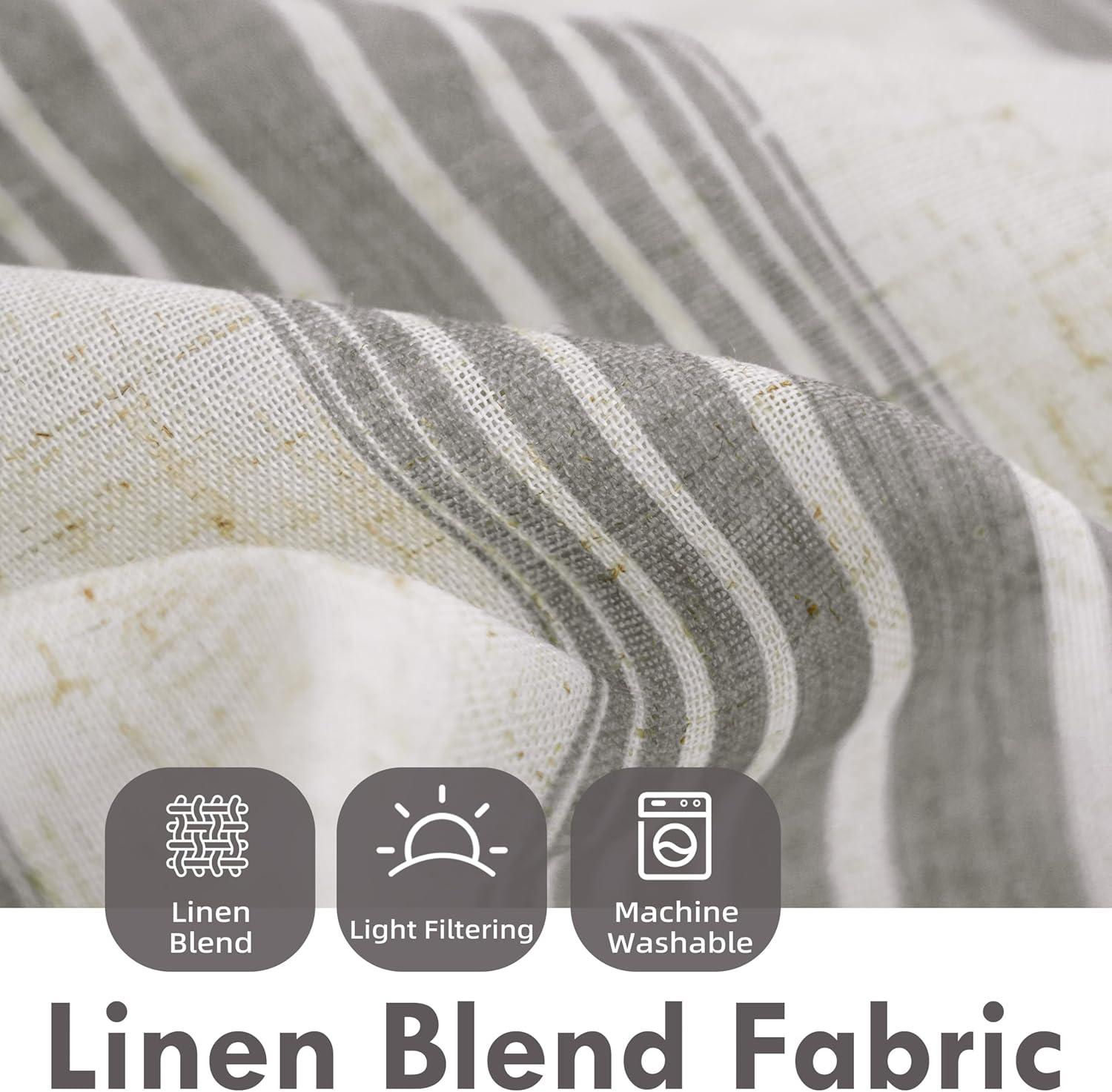 imageDriftAway Kitchen Tier Curtains Striped Linen Short Pinstripe Cafe Curtains 36 Inch Length for Living Room Bathroom Chris Farmhouse Rustic Rod Pocket 2 Panels Jade GreenChris Gray