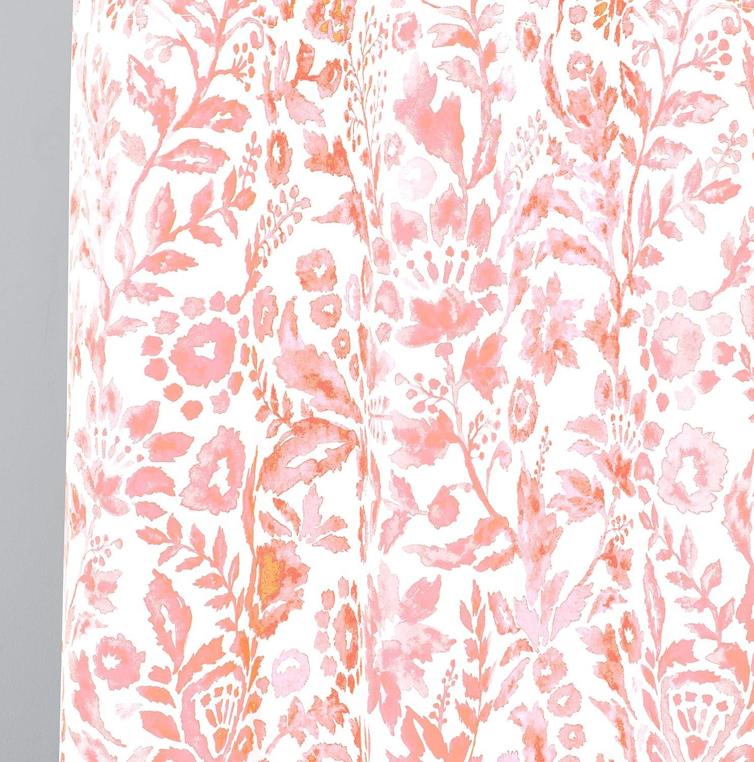 imageDriftAway Julia Blackout Linen Curtains for Bedroom Gray Floral Watercolor Pattern Double Layer Thermal Insulated Sound Reducing Drapes for Living Room Grommet 2 Panels Each W52 x L84 Linen GrayBlush