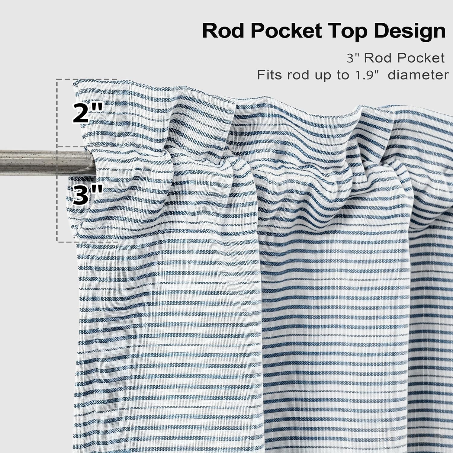 image:imageDriftAway Blackout Ticking Striped Curtain Valance 18 Inches Loden Green Double Layer Farmhouse Country Rustic Stripe Yarn Dyed Woven Thermal Insulated Rod Pocket Valance for Living RoomTickingnavy