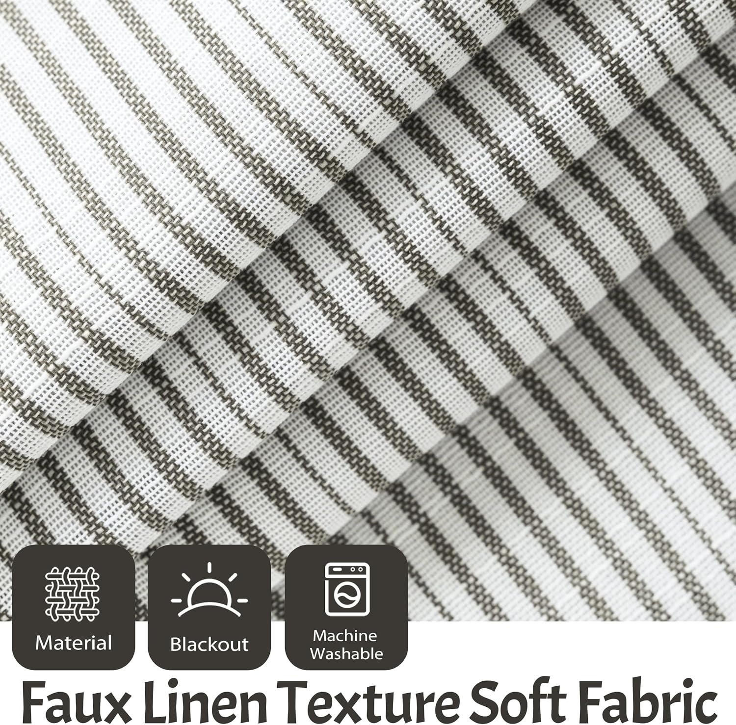 image:imageDriftAway Blackout Ticking Striped Curtain Valance 18 Inches Loden Green Double Layer Farmhouse Country Rustic Stripe Yarn Dyed Woven Thermal Insulated Rod Pocket Valance for Living RoomTickingblack