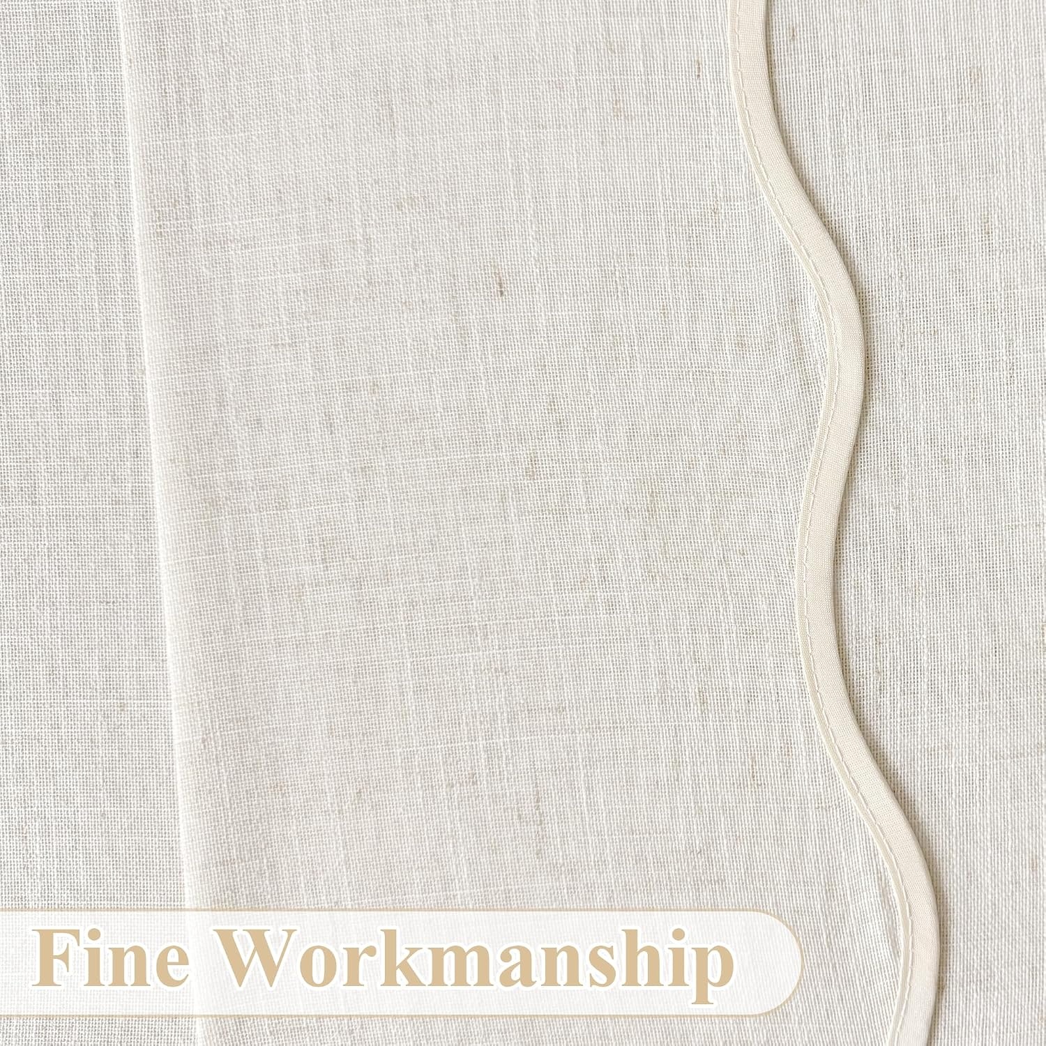 image:imageDriftAway Semi Sheer Scalloped Edge White Coastal Beach Window Curtains for Living Room Bedroom 2 Panels Rod Pocket Each Size 52 Inch by 90 Inch PinkLinen Taupe