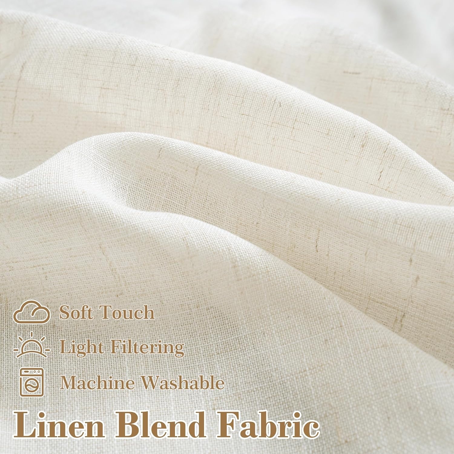 image:imageDriftAway Semi Sheer Scalloped Edge White Coastal Beach Window Curtains for Living Room Bedroom 2 Panels Rod Pocket Each Size 52 Inch by 90 Inch PinkLinen Taupe