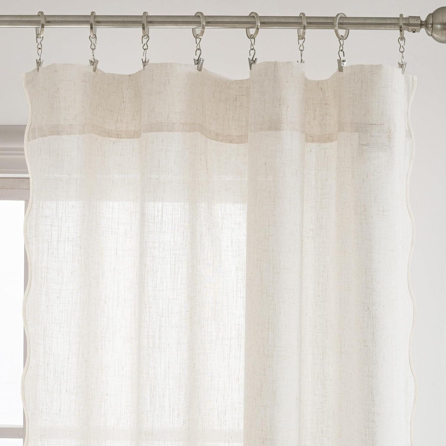 image:imageDriftAway Semi Sheer Scalloped Edge White Coastal Beach Window Curtains for Living Room Bedroom 2 Panels Rod Pocket Each Size 52 Inch by 90 Inch PinkLinen Taupe