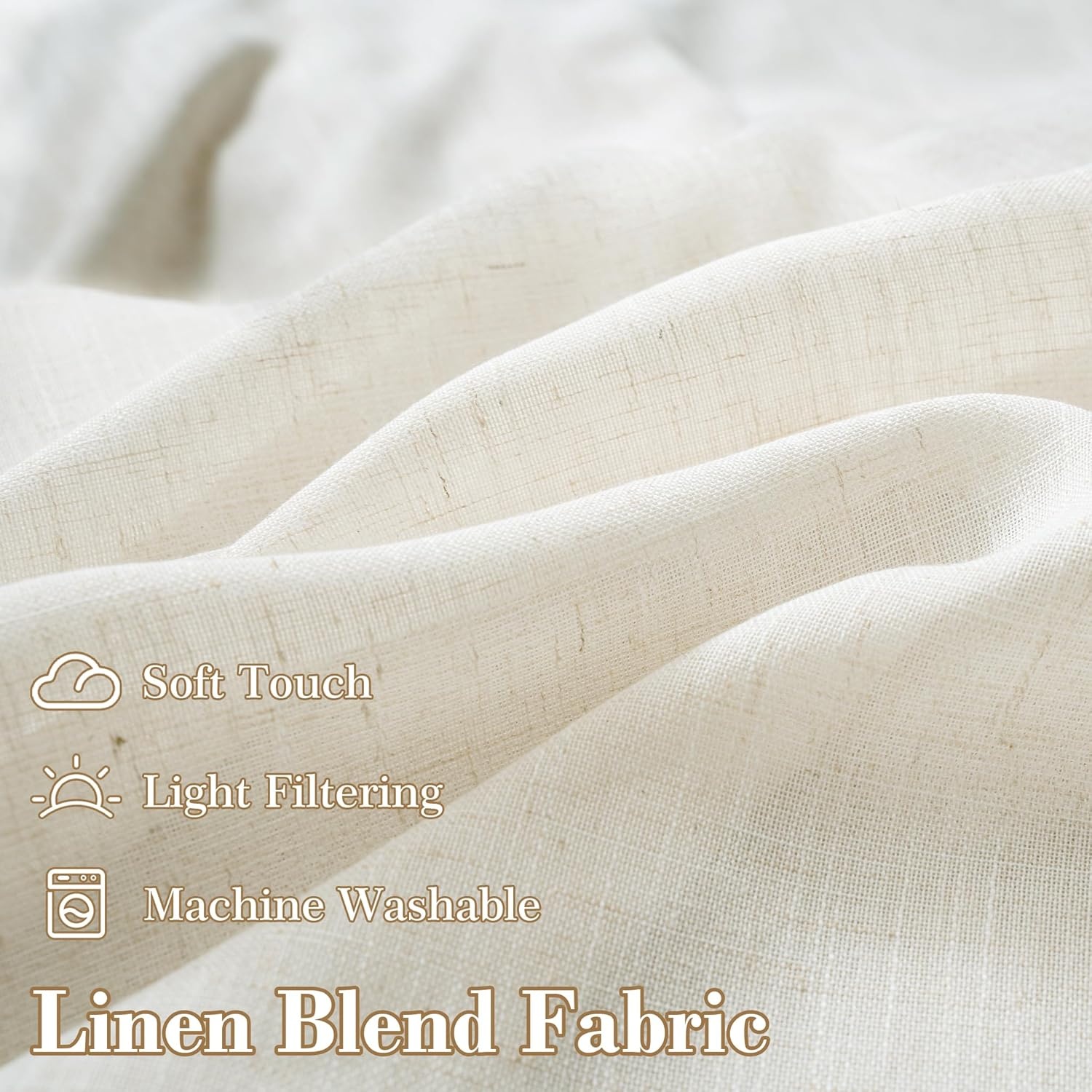 image:imageDriftAway Semi Sheer Scalloped Edge White Coastal Beach Window Curtains for Living Room Bedroom 2 Panels Rod Pocket Each Size 52 Inch by 90 Inch PinkLinen Taupe